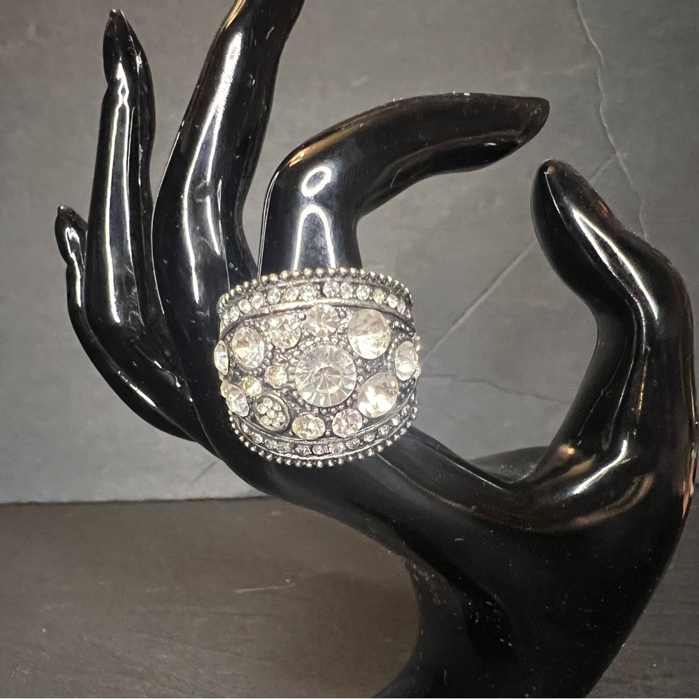 Ami Silver and Crystal Embellished Ring